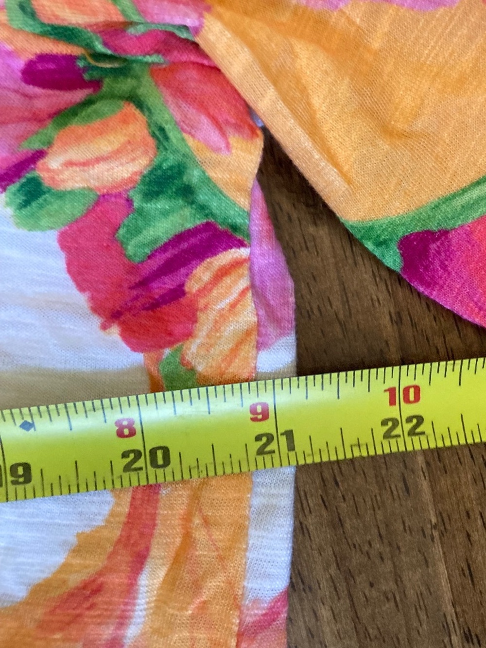 Chicos Colorful Floral Cotton Modal Top Size 3(XL) Ruching Summer Vacation - Picture 7 of 7